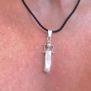 Sterling Silver .925 with Authentic Genuine Pearl Pendant/Enhancer